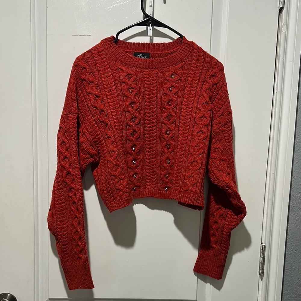 Red Cable Knit Sweater